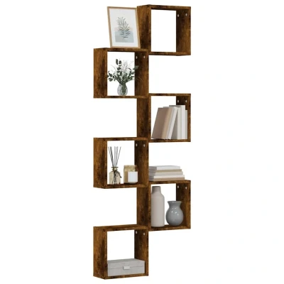 Afbeelding van vidaXL Wandrekken kubus 6 st 30x15x30 cm gerookt eiken