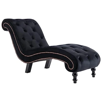 Image de vidaXL Chaise longue Noir Velours248611