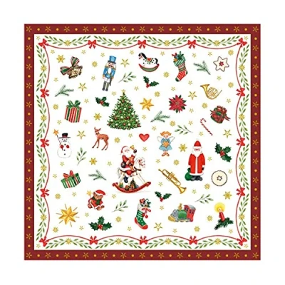 Afbeelding van 20x Kerst thema servetten met kerstfiguren/kerst plaatjes 33 x cm Papieren kerstservetten wegwerpservetten 3 laags