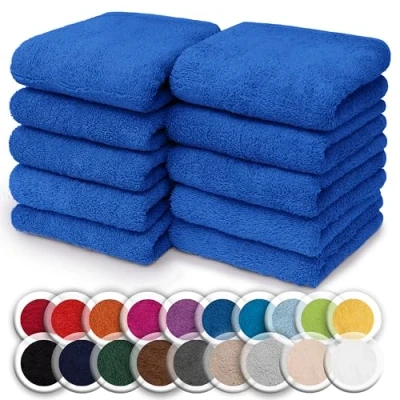 Afbeelding van NatureMark 10 stuks washandjes 100% katoen badstof Afmetingen: 30 x cm Kleur: koningsblauw