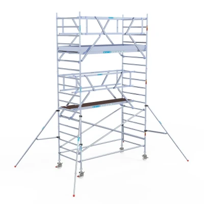 Afbeelding van Professionele alu rolsteiger 1.35x3.05x6.20m werkhoogte incl. dubbele voorloopleuning carbon