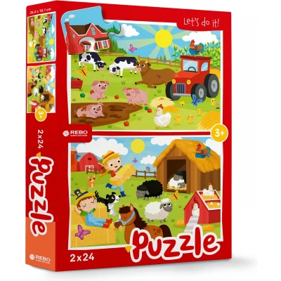 Afbeelding van Rebo legpuzzel 2x24 stukjes Farm animals