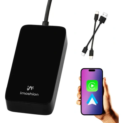 Afbeelding van imoshion 2 in 1 Carplay Dongle Apple Wireless Android Auto Draadloos Inclusief USB en C Kabel Zwart