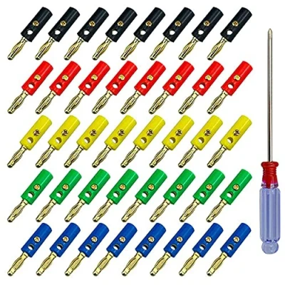 Afbeelding van QitinDasen 40 stuks premium banaanstekker, 4 mm, verguld, voor luidspreker, audio/video ontvanger (5 kleuren)