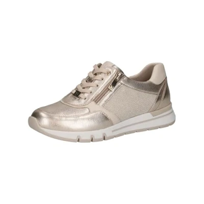 Afbeelding van Caprice Sneakers laag, Dames, Maat: 36, Lt gold comb Leer en textiel