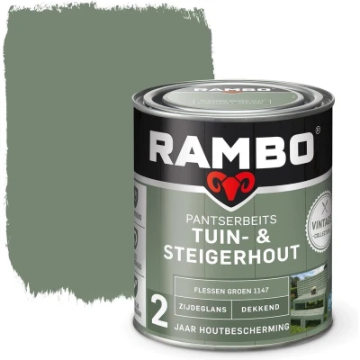 Afbeelding van Rambo Pantserbeits Tuin &amp; Steigerhout Dekkend Zijdeglans Flessen Groen 1147