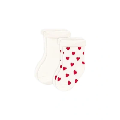 Afbeelding van Petit Bateau Meisjes Babysokken met print in 2 pack de kleur Wit, maat: 3 maanden