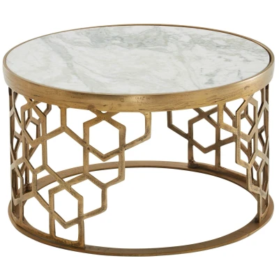 Afbeelding van Sky Style Tule Ronde Salontafel Marmer / Goud