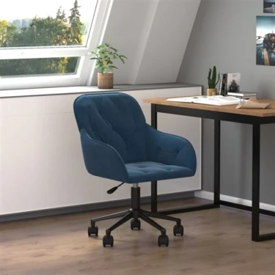 Afbeelding van Kantoorstoel draaibaar fluweel blauw