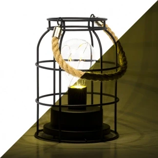 Afbeelding van LED lantaarn Konstsmide 18 cm (9 LEDs, Metaal, Timer, Batterij, Rond, Binnen)