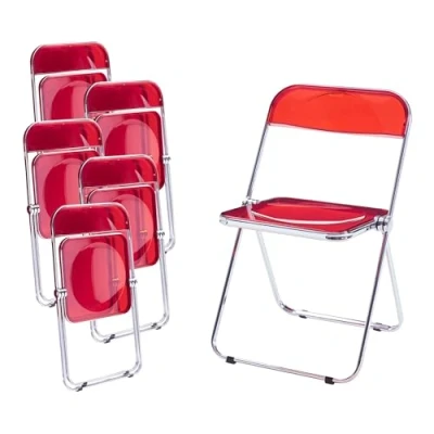 Afbeelding van Klapstoel set van 6 Pornainen 74x46x47 cm rood [en.casa]