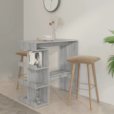 Afbeelding van Bartafel met opbergrek 100x50x101,5 cm grijs sonoma