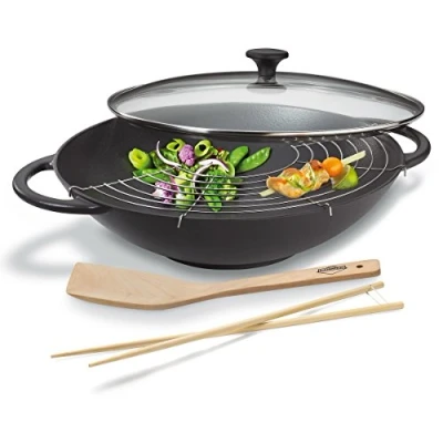 Image de küchenprofi 0415001037 ensemble wok et ustensiles noir