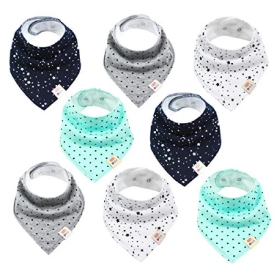 Afbeelding van Driehoekige halsdoek voor baby‘s, 8 stuks, schattig, uniseks van katoen met verstelbare drukknopen, spuugdoek, slabbetjes kleine kinderen, jongens en meisjes