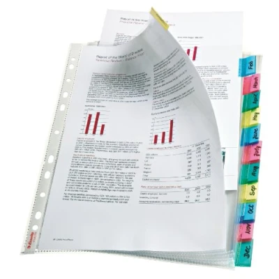 Afbeelding van Esselte 414170 tabbladen met 12 toetsen van glad polypropyleen A4 80µ transparant
