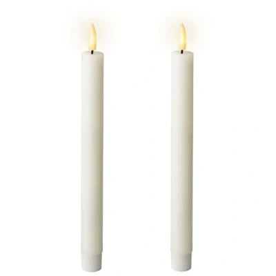Afbeelding van Dinerkaarsset LED vlam 24cm wit 2 delig Met timer