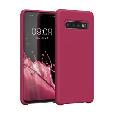 Afbeelding van kwmobile telefoonhoesje geschikt voor Samsung Galaxy S10 Hoesje met siliconen coating Smartphone case in mat fuchsia