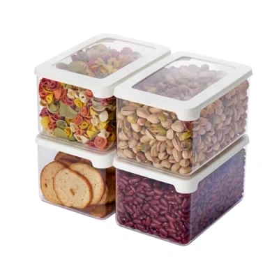 Afbeelding van SmartStore Set van 4 vershouddozen 1,65 liter 20% biologisch kunststof met deksel BPA vrij vaatwasmachinebestendig stapelbaar 18 x 12,5 10 cm