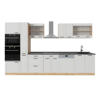 Afbeelding van Vicco Complete keuken R Line, Wit landhuis/gouden eik, 350 cm , WB Antraciet