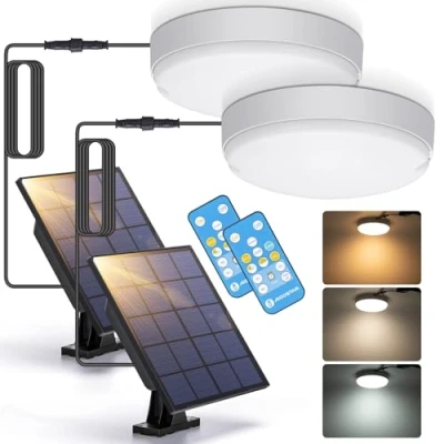 Afbeelding van Aigostar Buitenlamp op zonne energie, 50 W, 500 lm, zonnelamp voor binnen en buiten, met afstandsbediening, IP65, verstelbare 6500 K/3000 K/4000 K. Buitenverlichting