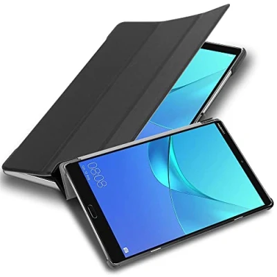 Afbeelding van Cadorabo Tablet Hoesje geschikt voor Huawei MediaPad M5 8 (8.4 inch) in SATIJN ZWART Ultra dun beschermend geval met automatische Wake Up en Stand functie Book Case Cover Etui