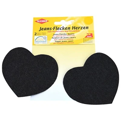 Afbeelding van KLEIBER jeanspatches hartjes, 85 x 105 mm, zwart