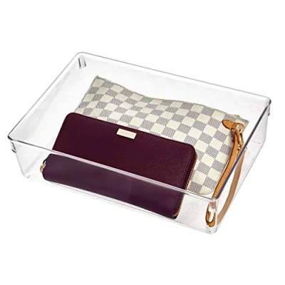 Afbeelding van iDesign Linus ladebox voor kast of kaptafel, opbergdoos van kunststof, 30,5 cm x 22,9 7,6 cm, transparant