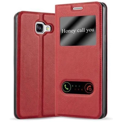 Afbeelding van Cadorabo Hoesje geschikt voor Samsung Galaxy A5 2016 in SAFRAN ROOD Beschermhoes met magnetische sluiting, standfunctie en 2 kijkvensters Book Case Cover Etui