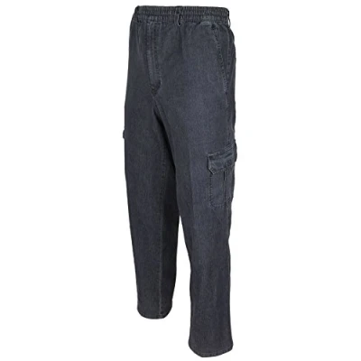 Afbeelding van SOUNON Cargojeans voor heren, slip on jeans, stretch, 5 kleuren, M tot 5XL, zwart.