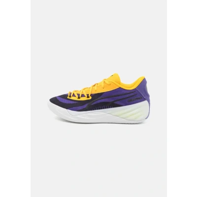 Afbeelding van Puma Allpro Nitro Basketbalschoenen, Heren, Maat: 41, White/yellow sizzle/team violet Textiel/ synthetisch