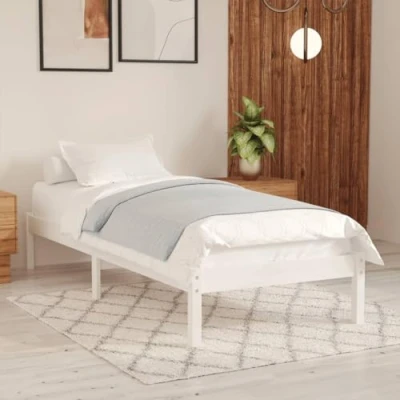 Afbeelding van vidaXL Bedframe, wit, massief grenenhout, 90 x 200 cm
