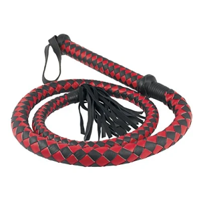 Afbeelding van Rimba Bondage Play Lange Bullwhip 200 cm rood/zwart
