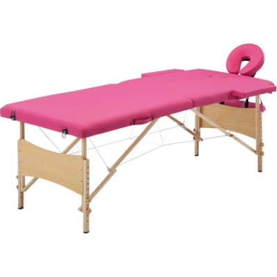 Afbeelding van vidaXL Massagetafel inklapbaar 2 zones hout roze