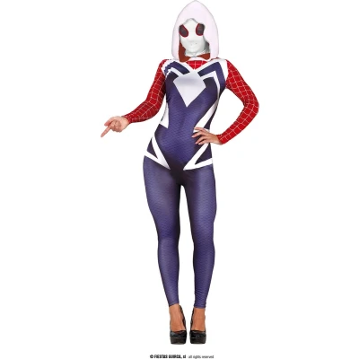 Afbeelding van Guirca Spiderwoman &amp; Spidergirl Kostuum Mysterieuze Spiderlady Superheldin Vrouw Blauw, Rood, Wit / Beige Maat 36 38 Carnavalskleding Verkleedkleding