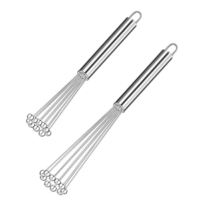 Afbeelding van set van 2 roestvrijstalen keukengarde, garde, kleine kogelgarde, eiergarde, voor koken, mixen, kloppen, roeren (2 stuks)