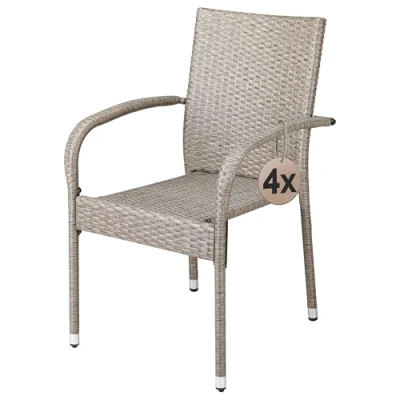 Afbeelding van Casaria Tuinstoelen Set van 4 Weer en UV bestendig 90x56x60cm Creme