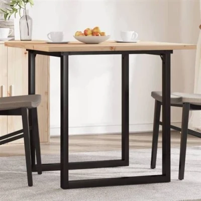 Afbeelding van vidaXL Eettafel O frame 80x80x75,5 cm massief grenenhout en gietijzer