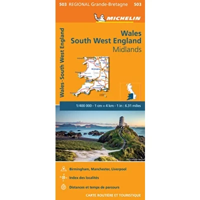 Afbeelding van Michelin 503 Wales Zuidwest Engeland Wegenkaart Kleurloos Reisboeken &amp; Kaarten