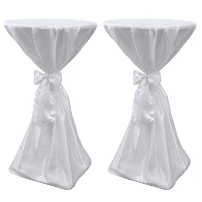 Afbeelding van Statafelhoes met strik 80cm Wit (2 stuks)
