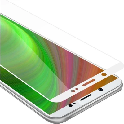 Afbeelding van Cadorabo Screenprotector geschikt voor Vivo V7 Volledig scherm pantserfolie Beschermfolie in TRANSPARANT met WIT Gehard (Tempered) display beschermglas 9H hardheid 3D Touch