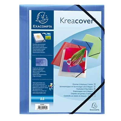 Afbeelding van Elastische map met 3 kleppen, polypropyleen, ondoorzichtig, krea cover A4