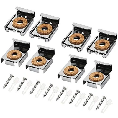 Afbeelding van FYSL 8 stuks spiegelophangclips, spiegelmontageclips, spiegelclips, veerspiegelclips van metaal, voor badkamer, garderobe, kantoor met rawl doppen en schroefgereedschap
