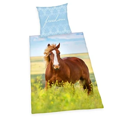 Afbeelding van Klaus Herding Young Collection 4424206050, Beddengoedset, Paarden Motief Omkeerbaar, Dekbedovertrek 135 X 200 Cm, Kussensloop 80 Meerkleurig