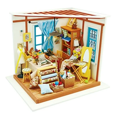 Afbeelding van Robotime miniatuur 3d broeikas knutselsets Poppenhuis met meubels en accessoires Educatief speelgoed voor meisjes (Kleermaker House)