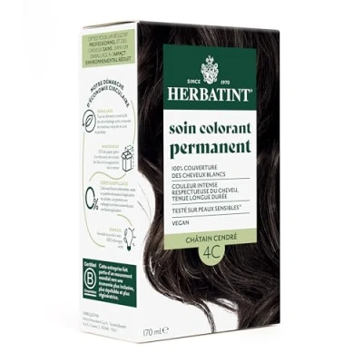 Afbeelding van Herbatint Permanente haarkleuring 4C askastanjebruin 170 ml ammoniakvrij, 100% dekking van wit haar Dermatologisch getest voor de gevoelige huid, met 8 biologische plantenextracten