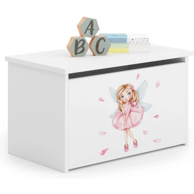 Afbeelding van DARIA Speelgoedkist 73x40x42cm met fee thema wit