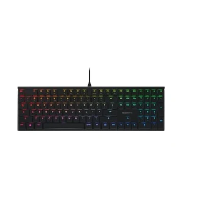 Afbeelding van CHERRY MX 10.0N RGB, plat mechanisch gamingtoetsenbord, EU layout (QWERTY), bekabeld, originele Low Profile RGB Speed Switches, zwart