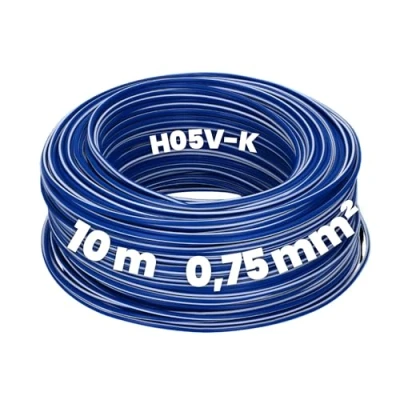 Afbeelding van Kalitec 10 meter H05V K 0,75 mm² donkerblauw witte bedradingskabel I kernkabel flexibel PVC enkeladerig meeraderig 0,75mm2 bedrading fijnaderig enkele kabel massief schakeldraad