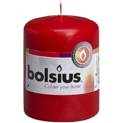 Afbeelding van Bolsius 10 stuks stompkaarsen, glad, rood, 8 cm, decoratief, brandduur 17 uur, ongeparfumeerd