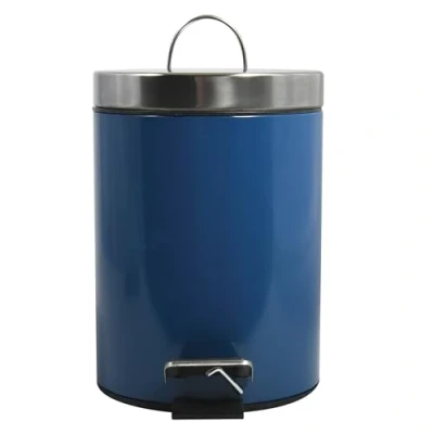 Afbeelding van MSV Prullenbak/pedaalemmer metaal marine blauw 3 liter 17 x 25 cm Badkamer/toilet